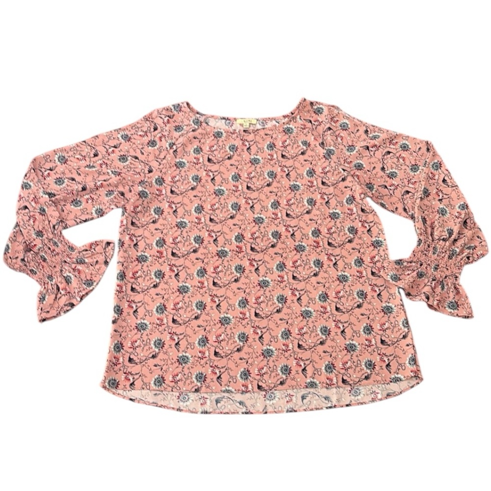 Kori America Women’s Size L Flowy Long Sleeve Floral Bohemian Blouse